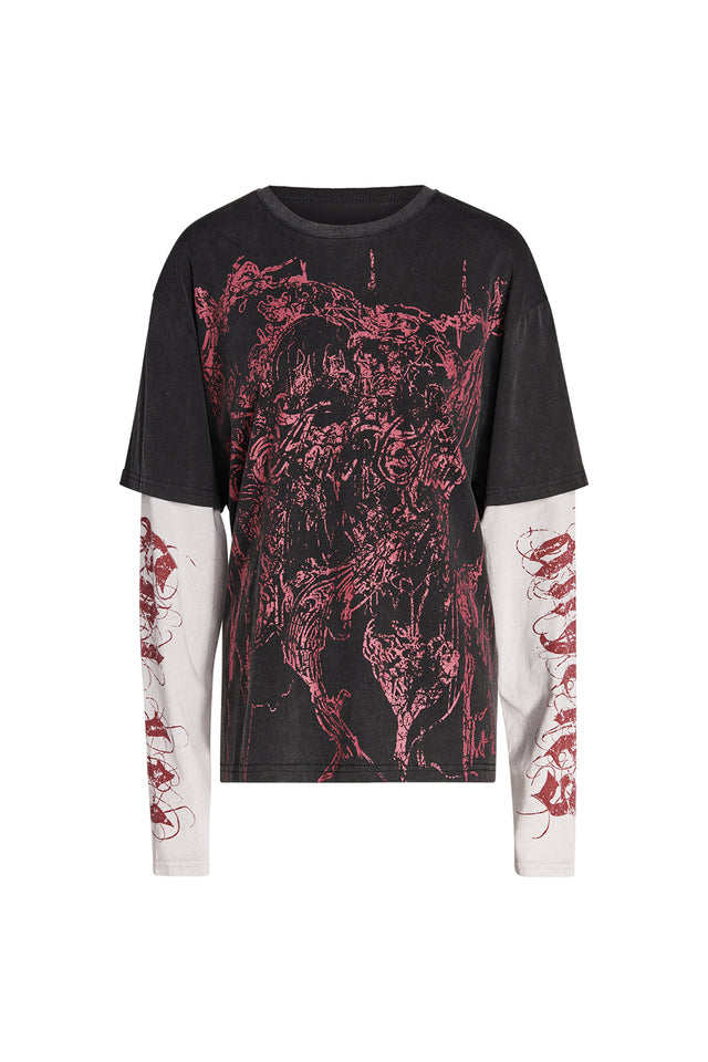 TAYLA TOP - BLACK/RED : TATTOO