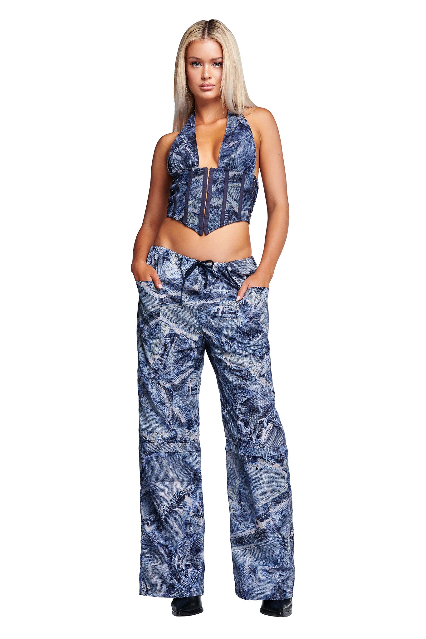 CELESTINA CORSET - BLUE : DENIM PRINT