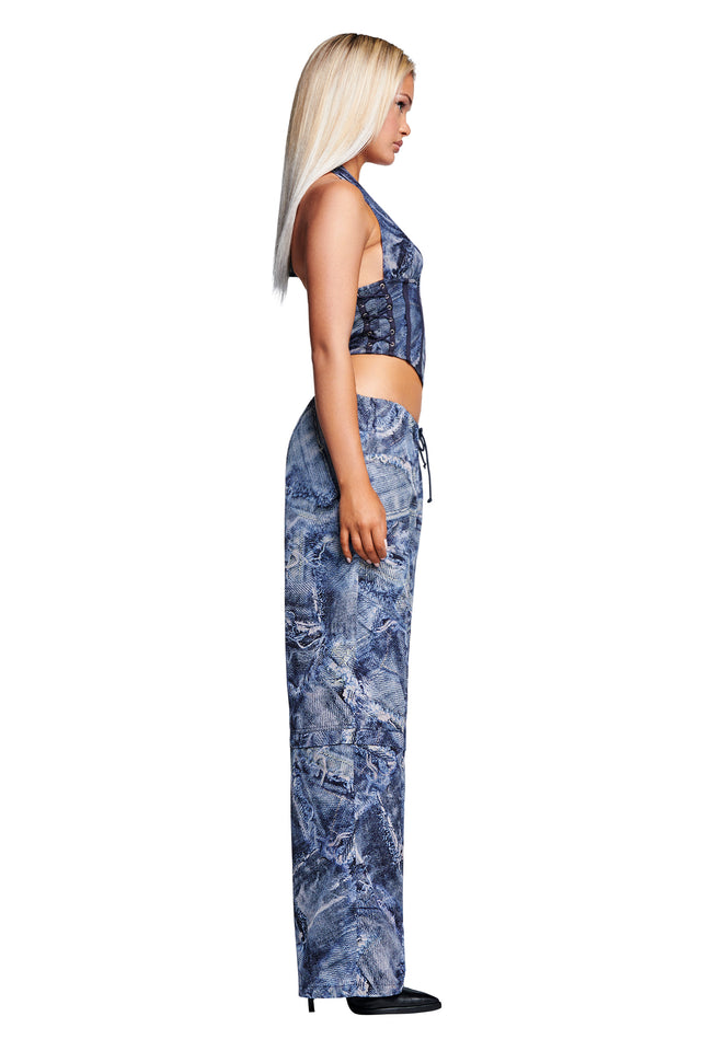 CELESTINA CORSET - BLUE : DENIM PRINT