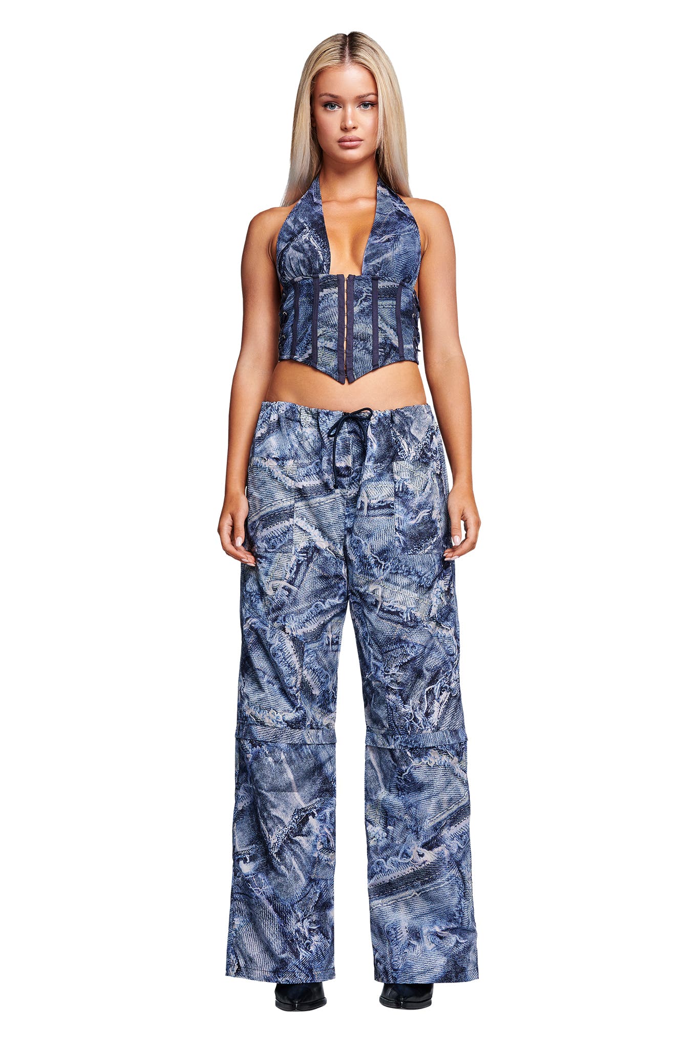 CELESTINA CORSET - BLUE : DENIM PRINT