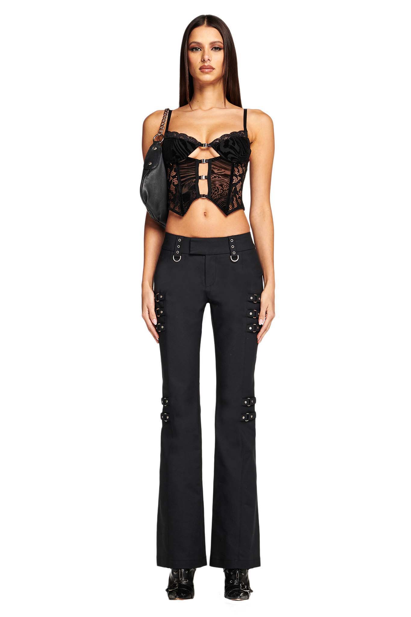 ELENA TOP - BLACK BURNOUT