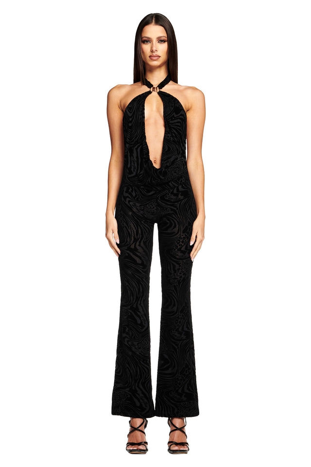 VALENTINA JUMPSUIT - BLACK BURNOUT