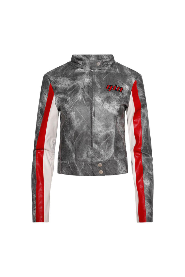DEVYN JACKET - WASHED BLACK AND RED