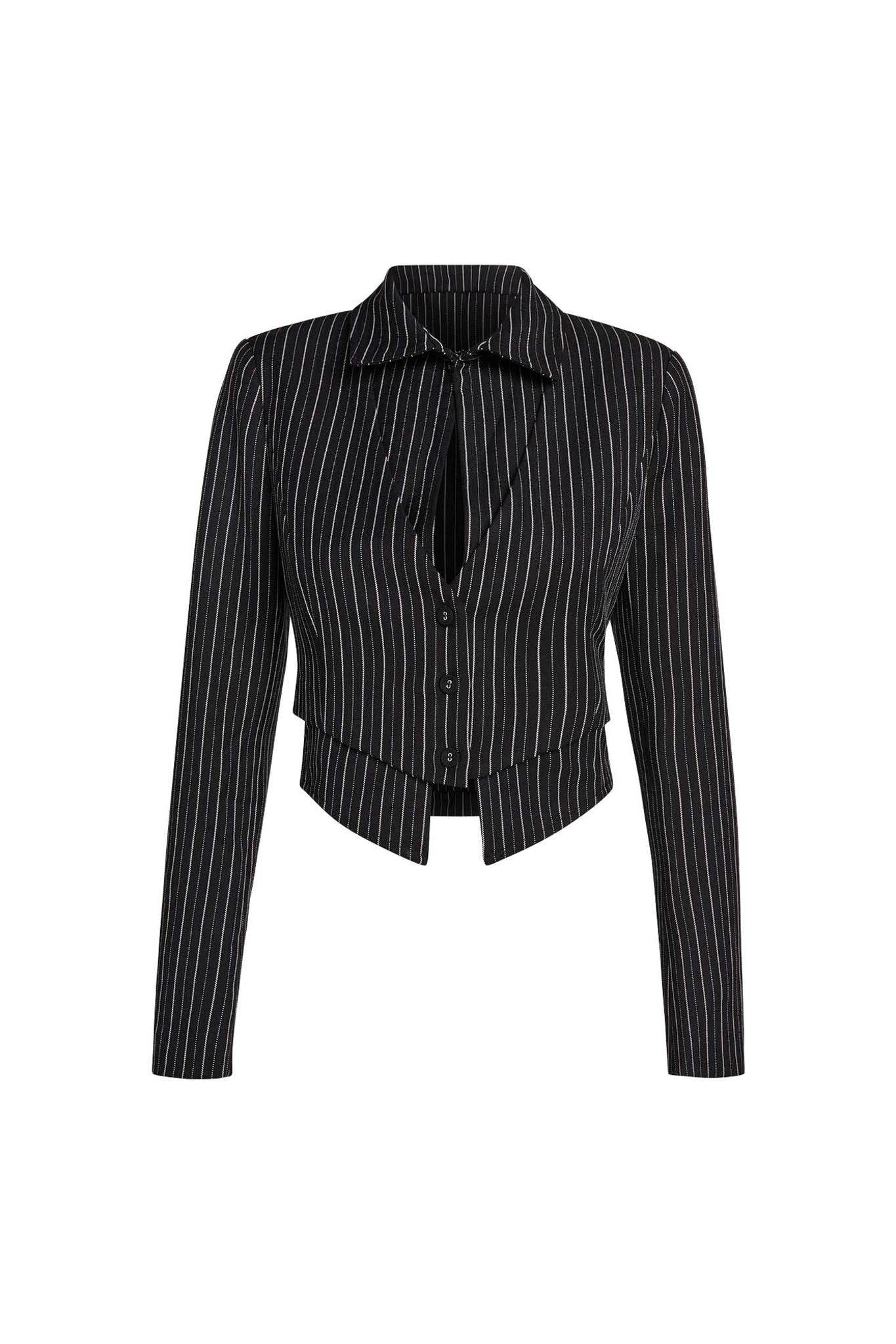 HAVENA JACKET - BLACK : PINSTRIPE