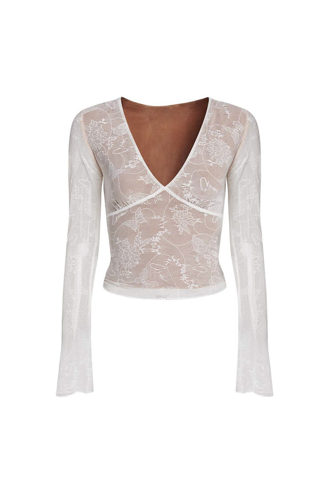 YVETTE TOP - WHITE : BUTTERFLY LACE