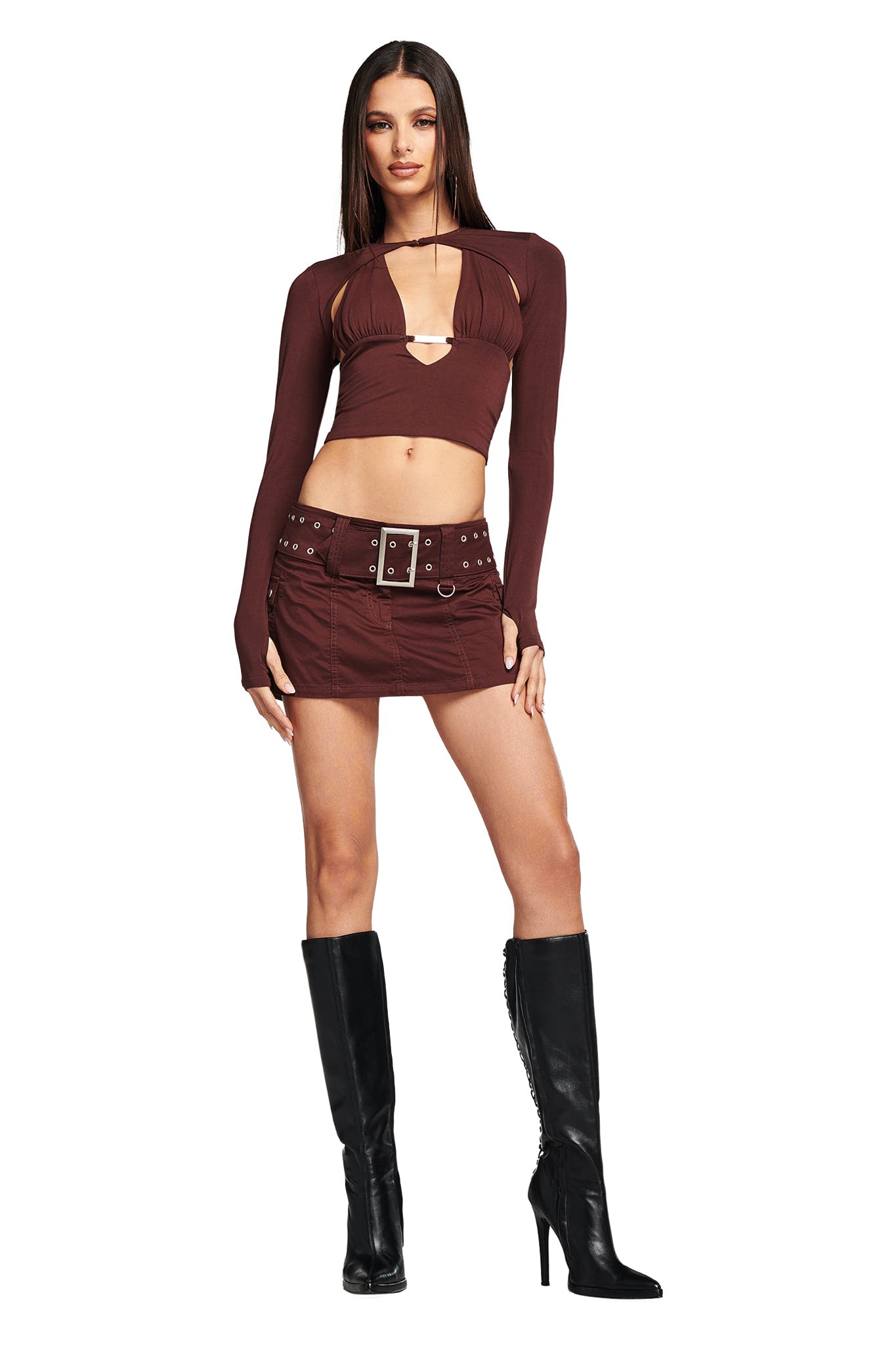 JORDAN MINI SKIRT - NEUTRAL : CHOCOLATE