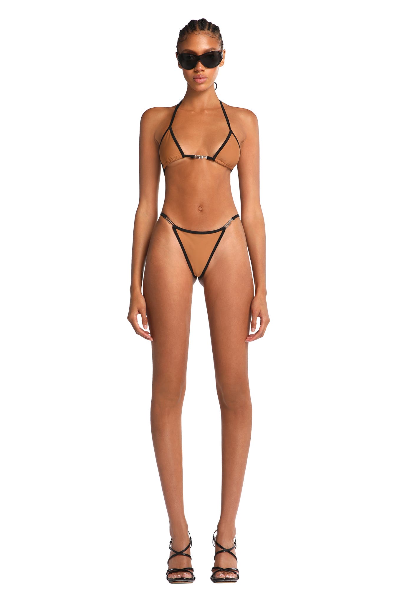 AVA G STRING BIKINI BOTTOM - TAN/BLACK – I.AM.GIA Rest of World