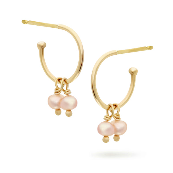Gold and Pearl Sleeper Earrings by Luke Rose