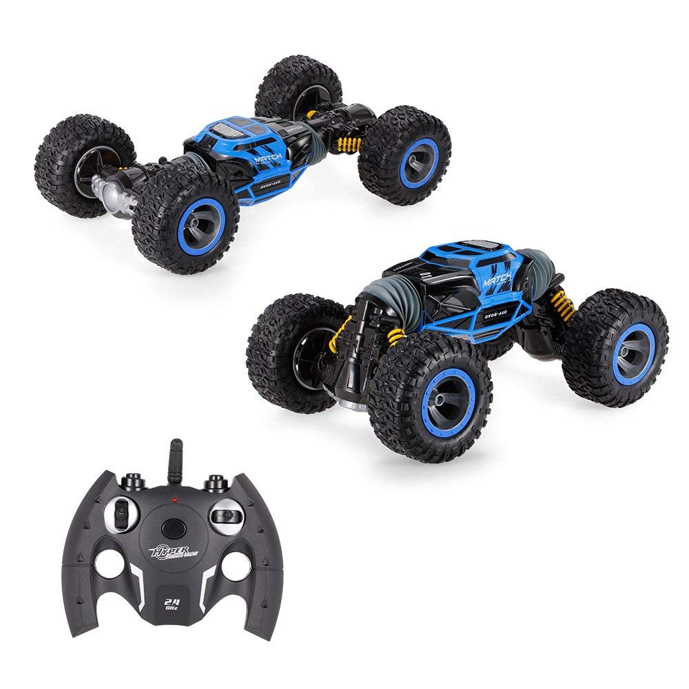 Toyshine Plastic Double Sided Stunt RC Car One Key Deformation Vehicle Monster Rock Crawler Off-Road Truck RTR, Pack of 1, Multi-Color (TS-2022)