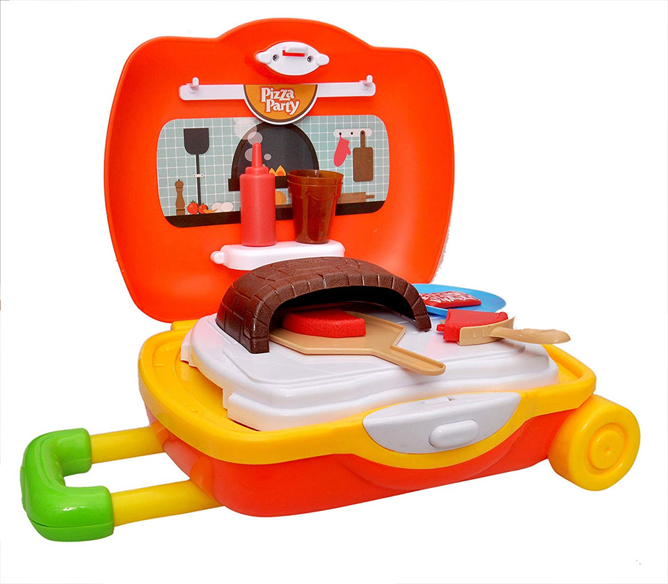 Toyshine Breiface Cum Trolley  Pizza Set  Kitchen  Play Cart 