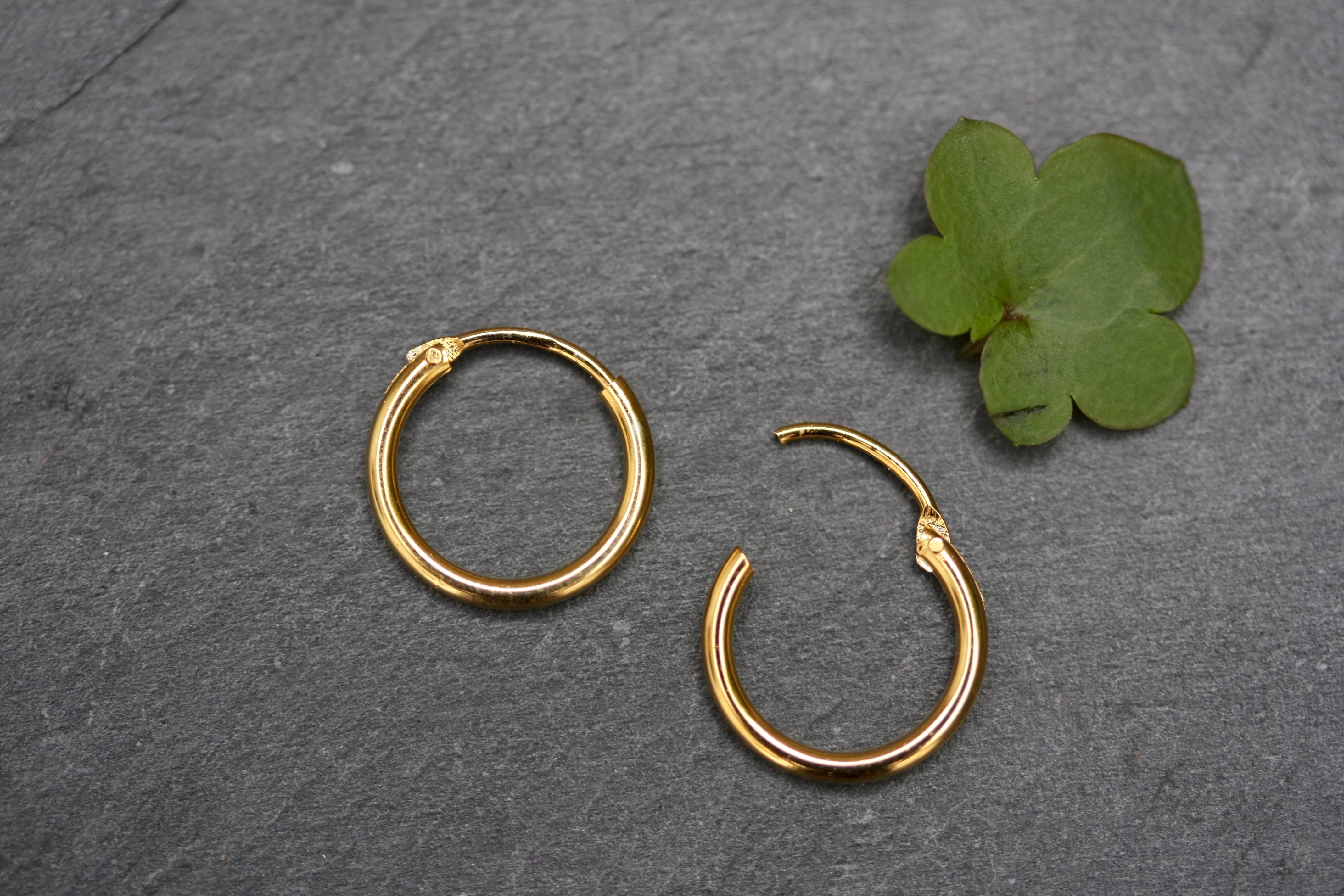 12mm Plain Sterling Silver Gold Plated 