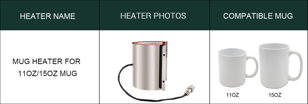 Mug heater for galaxy mug press gs-206