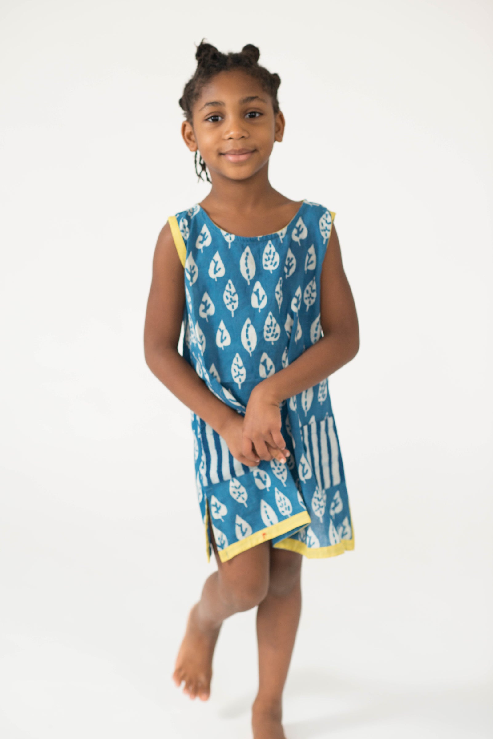 Dabu Bold Leaf Dress | handmade | indigo | fair trade| mirasa baby