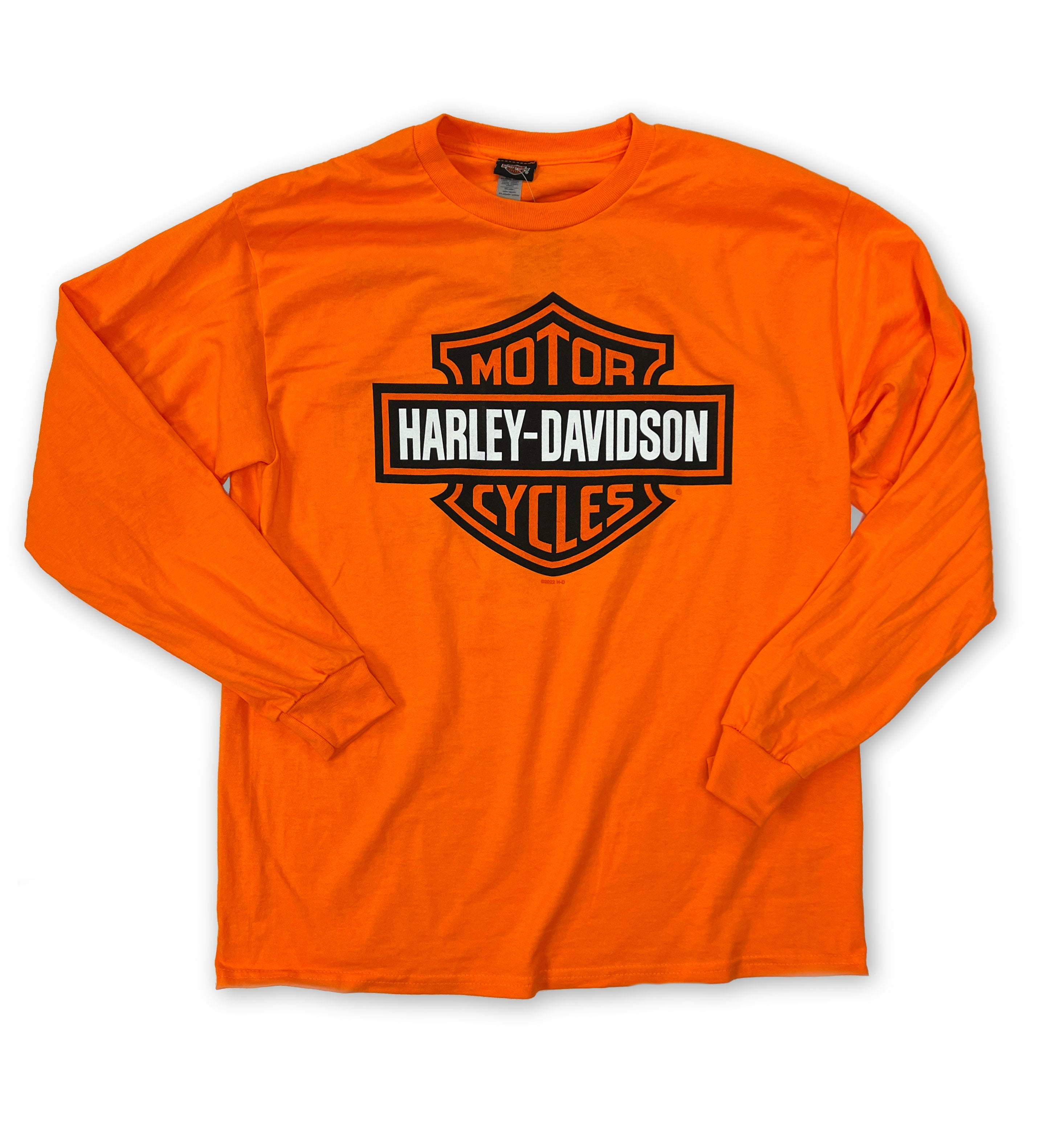 Harley-Davidson™ Mens Bar and Shield Long Sleeve, Safety Orange T-Shirt ...