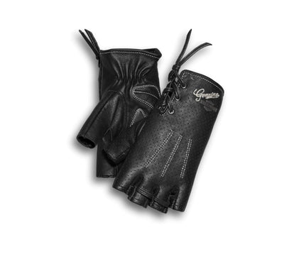 Perforated Fingerless Leather Gloves