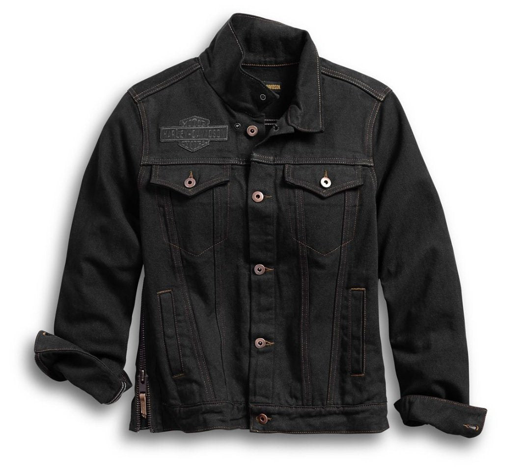 Harley-Davidson Denim Leather Motorcycle Jacket Padded 98132-20VW