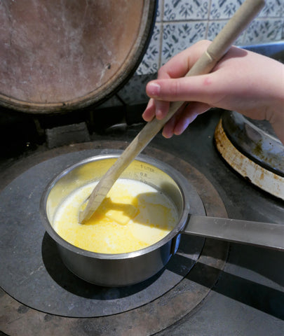 melt butter with milk Skolebrod Astrid Blake