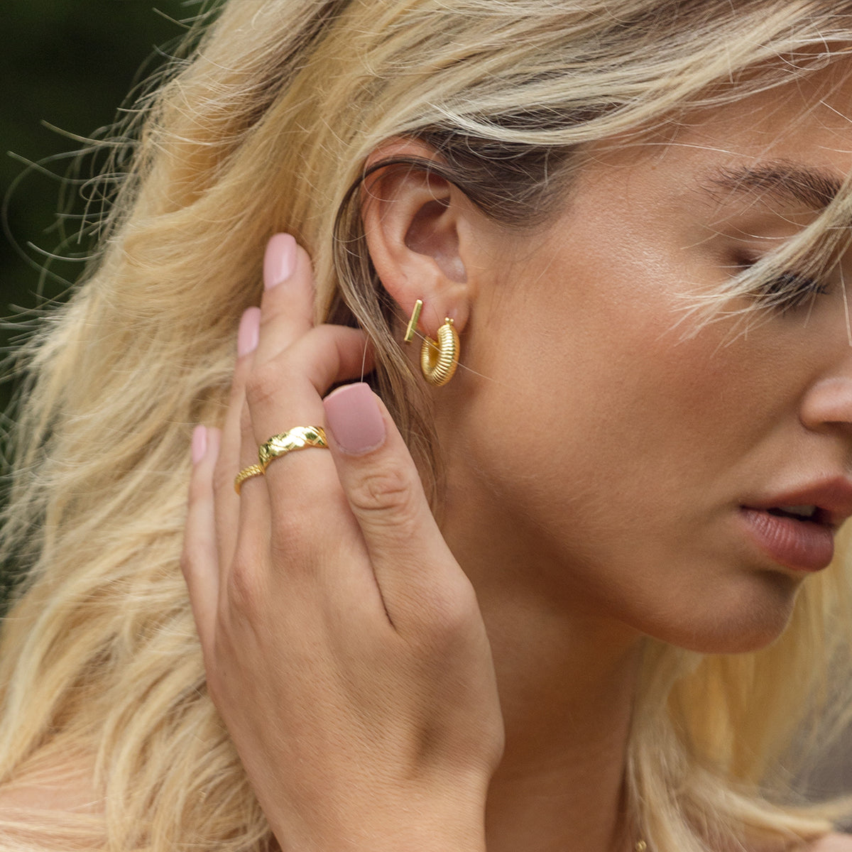 Charming Circlet Gold Hoop Earrings