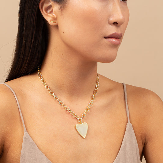 Gold Pure Heart White Pendant Necklace | Women's Jewelry by Uncommon James