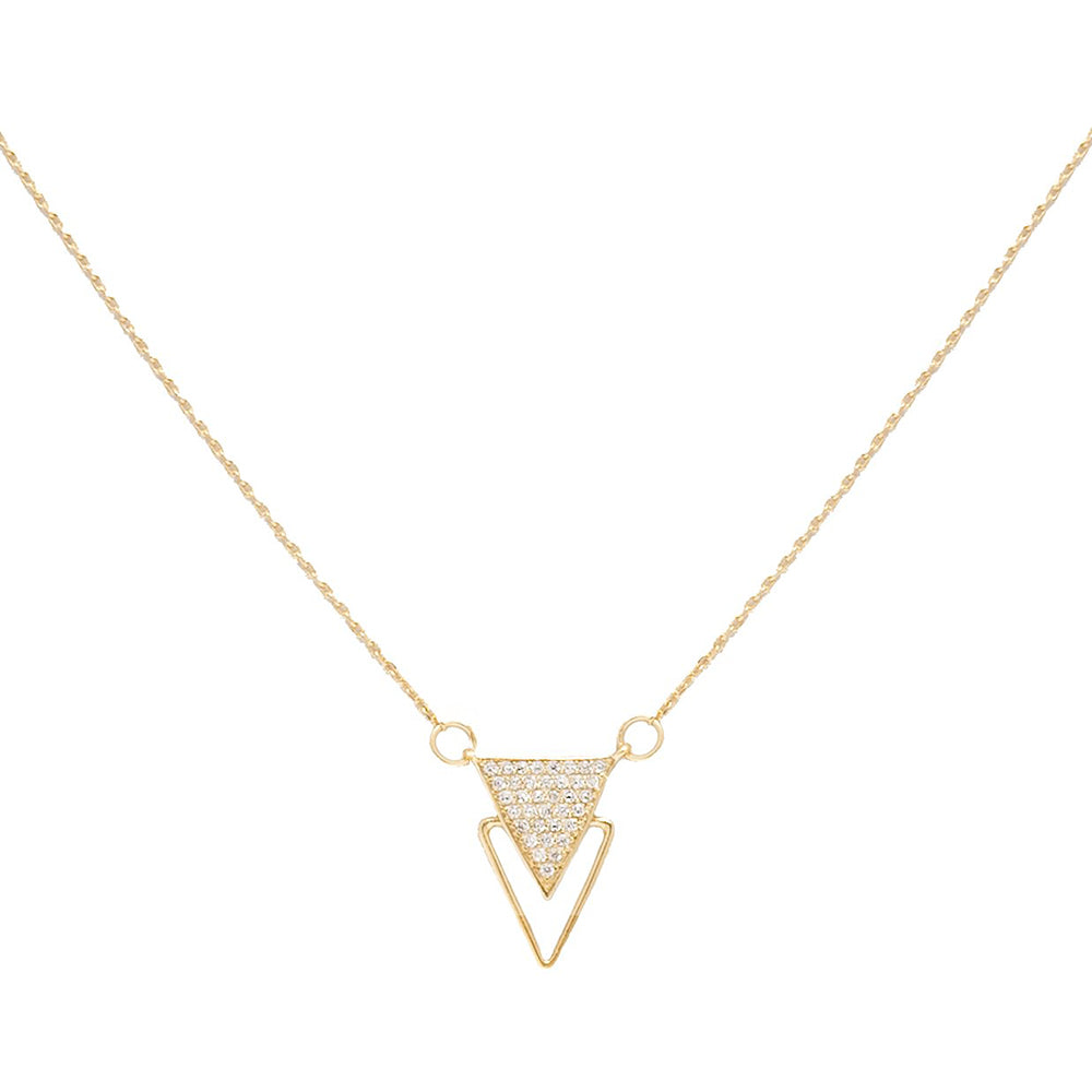 14k Gold Upside Down Triangle Three Diamond Necklace