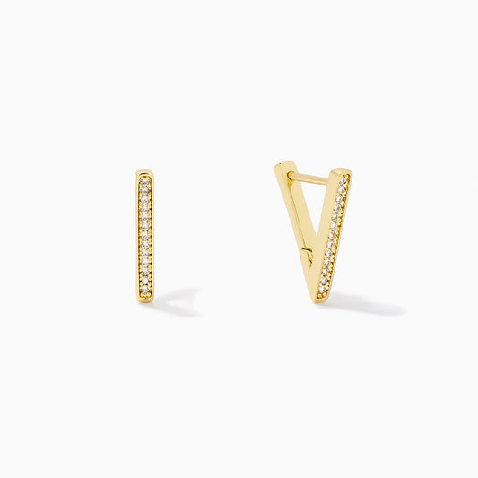 Little Stud Earrings in Gold, Pavé + V Shaped Earrings