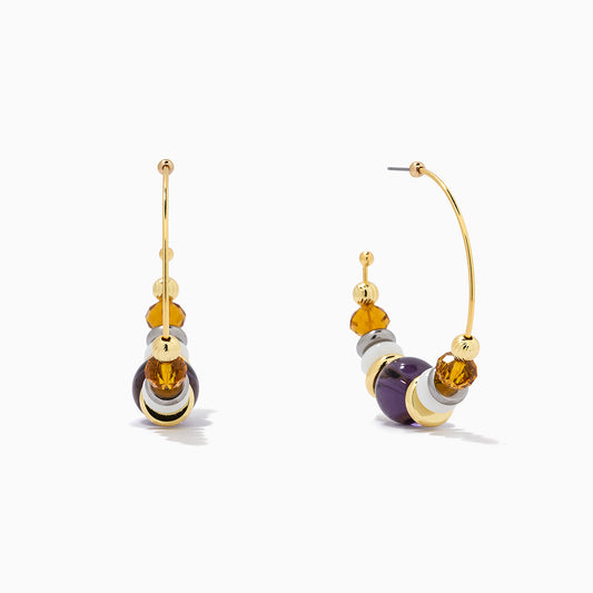 Colorful Heishi Bead Hoop Earrings in Gold