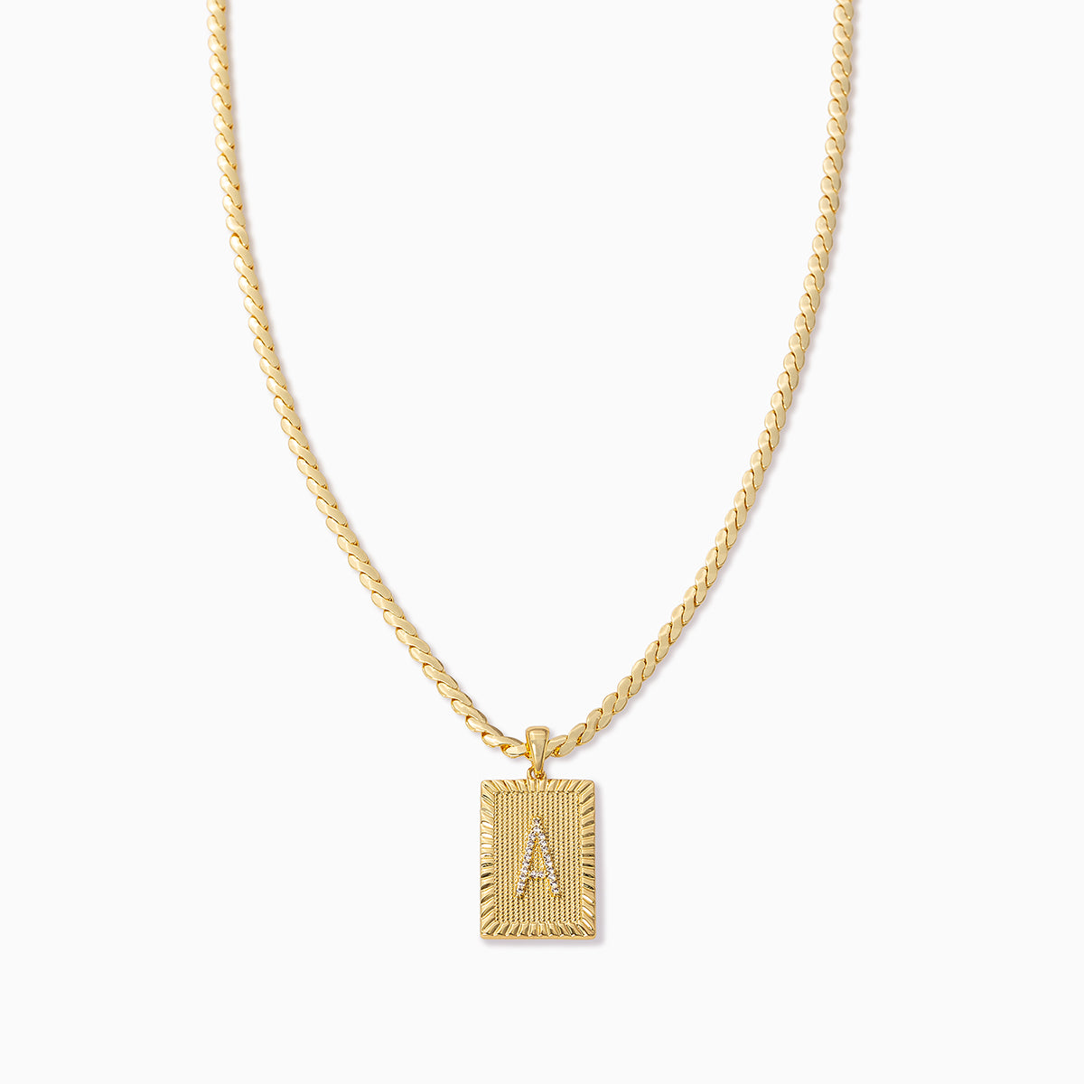 Petite Initial Tag Necklace | Square Block Letter Necklace | Liven Co –  Liven Company
