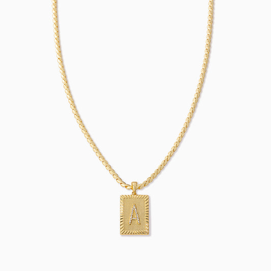 Letter B Necklace - Gold Block Letter Initial Charm