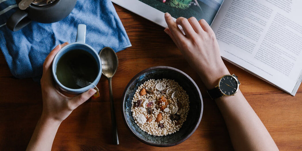 tea bowl and book