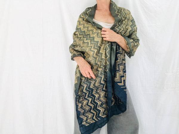 Indian Block Batik Silk Scarf & Wrap. Tussar. Fabindia