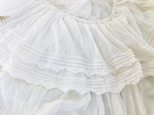 Mexican Gauze Maxi Dress. White Gauze. Crocheted Lace.
