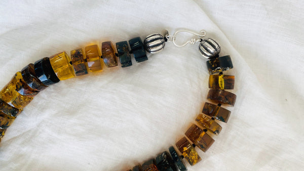 Huge Amber Heishi Beaded Necklace. Pucca. Mexican Amber. Dramatic a...