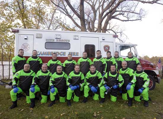 Cambridge Fire Dive Rescue Team in their DUI drysuits