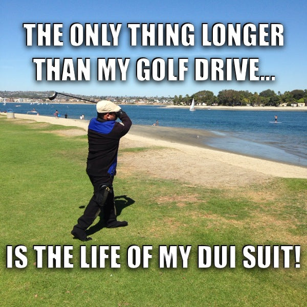 Golfing in DUI drysuit