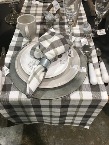gray plaid table setting for Fall
