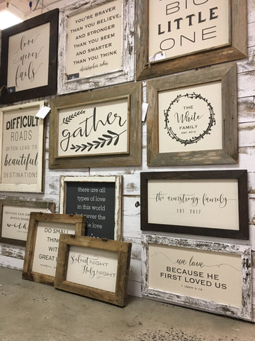 Framed quote signs