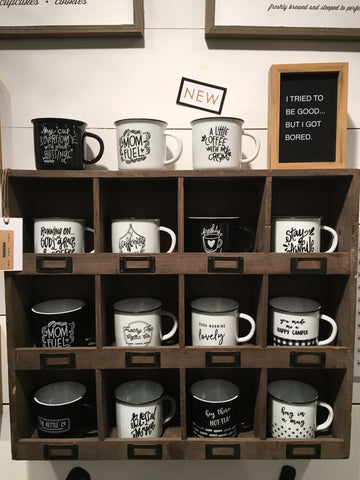 black and white ceramic mugs
