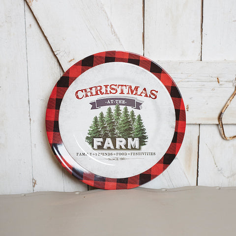 melamine christmas plates with pine trees