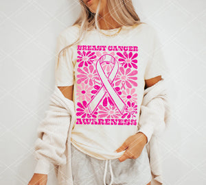 Groovy Floral Breast Cancer Awareness - Hazel Eye Creations