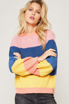 Girls who brunch colorblock Knit Sweater