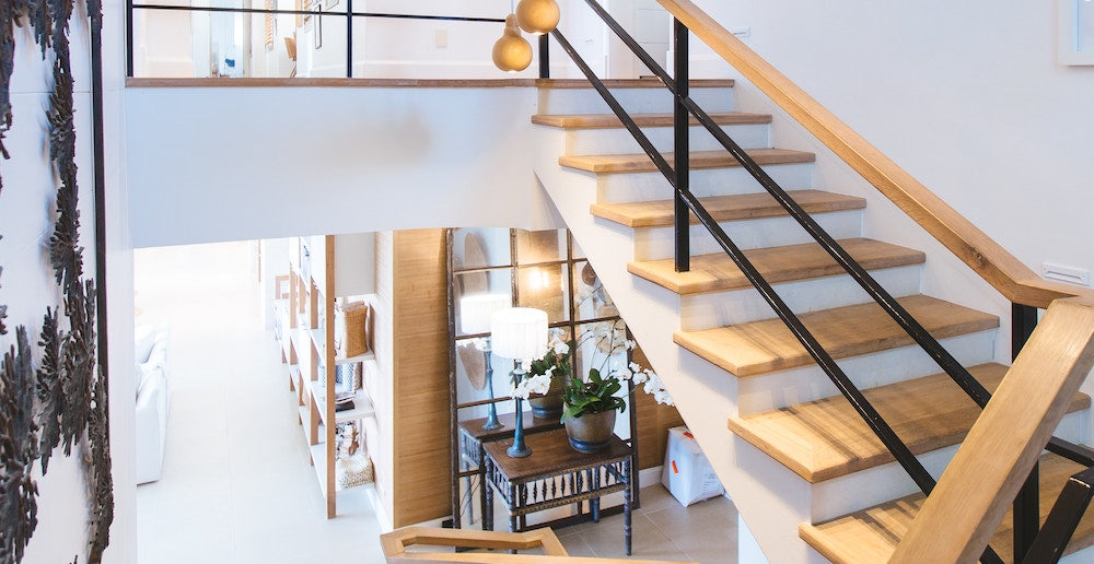 a beautiful staircase in a modern home