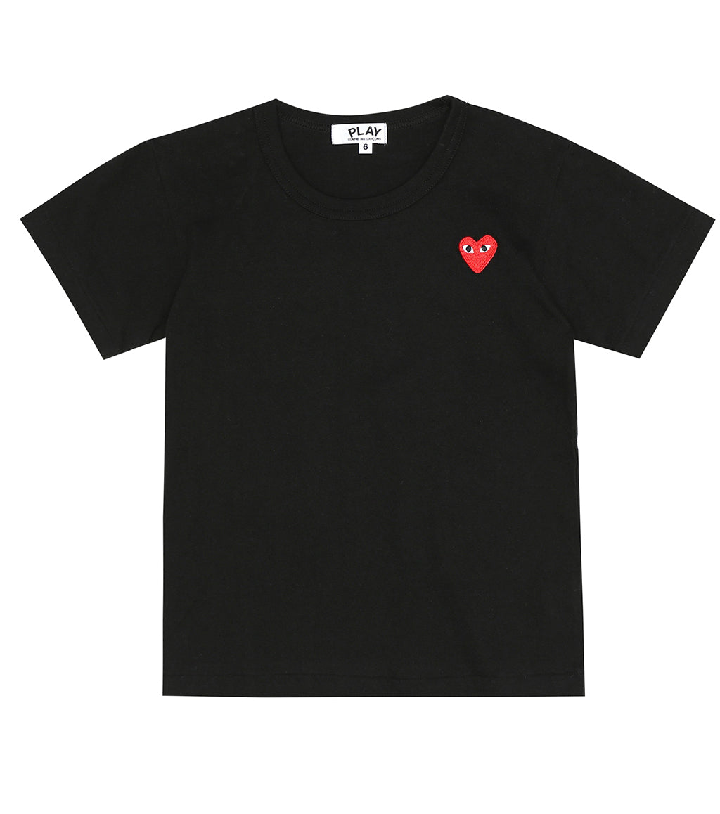 Big White Heart Black T Shirt kids atelier