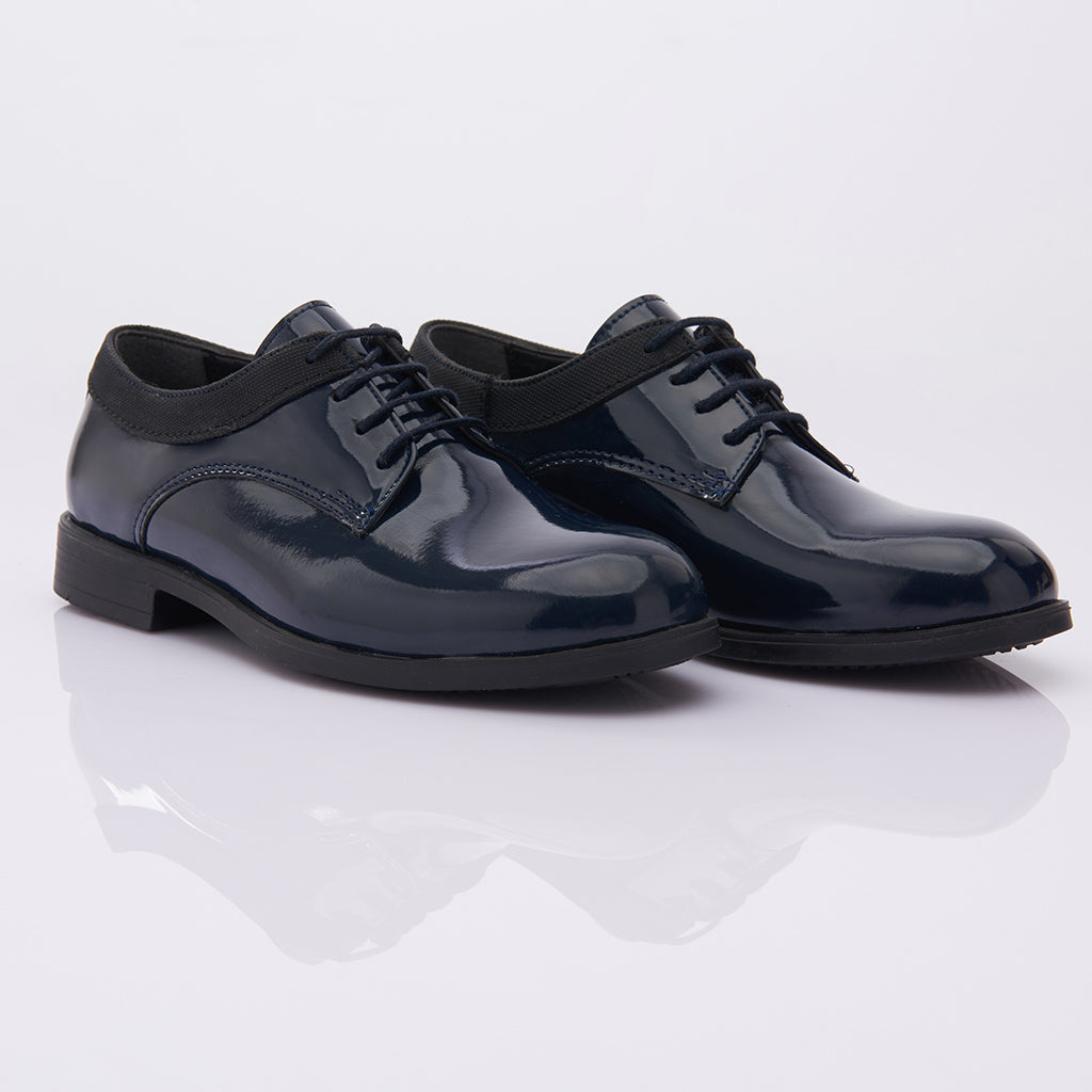 Moustache patent lace-up oxford shoes - Blue