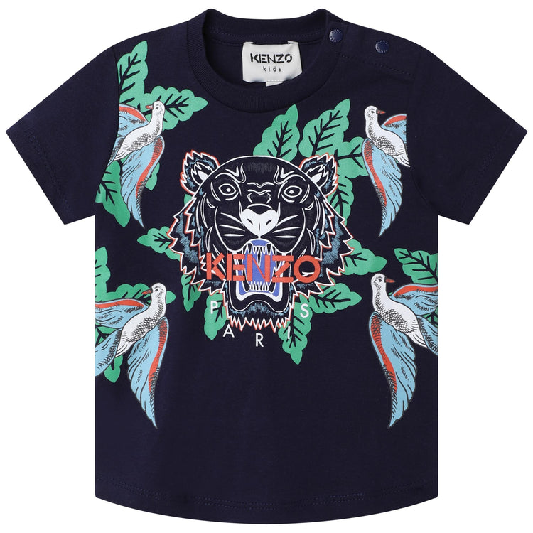 væsentligt nedadgående Tekstforfatter Navy Tiger Logo T-Shirt | Kids Atelier