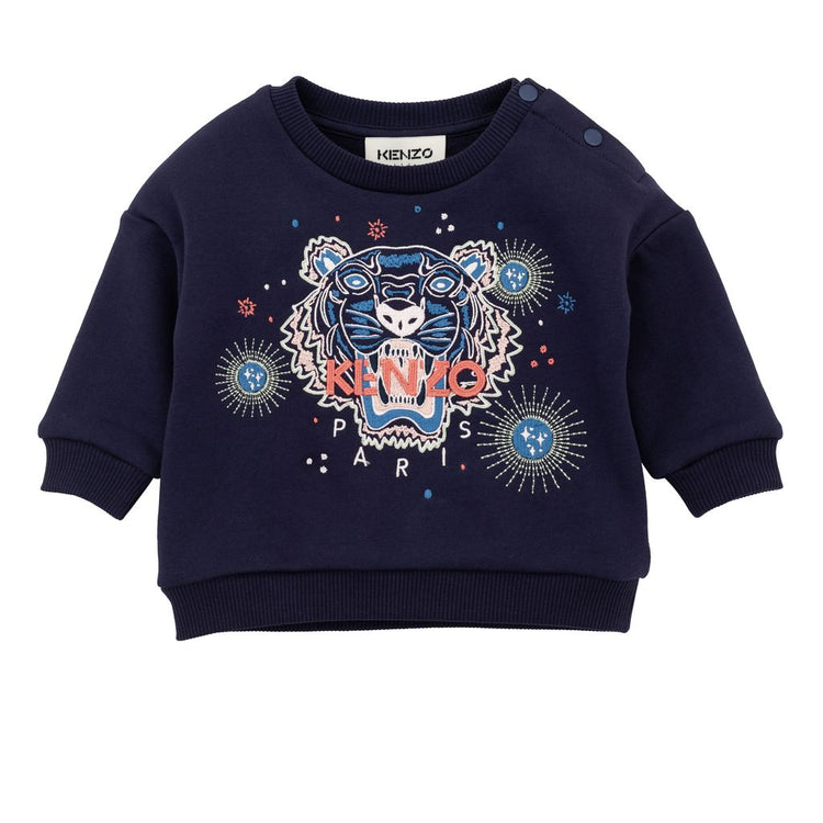 Schepsel Orthodox Toneelschrijver Navy Blue Graphic Sweater | Kids Atelier