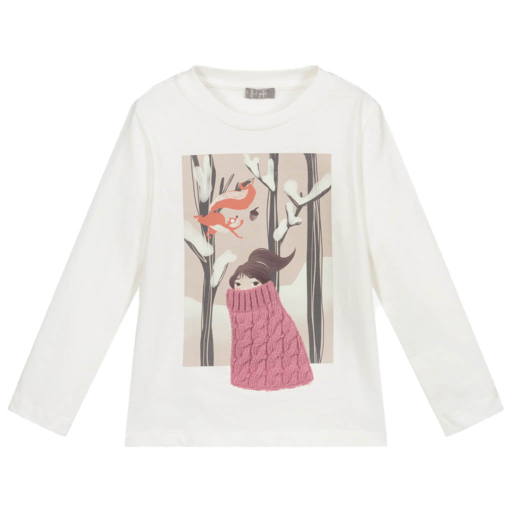 Il Gufo bubblegum girl graphic T-shirt - White