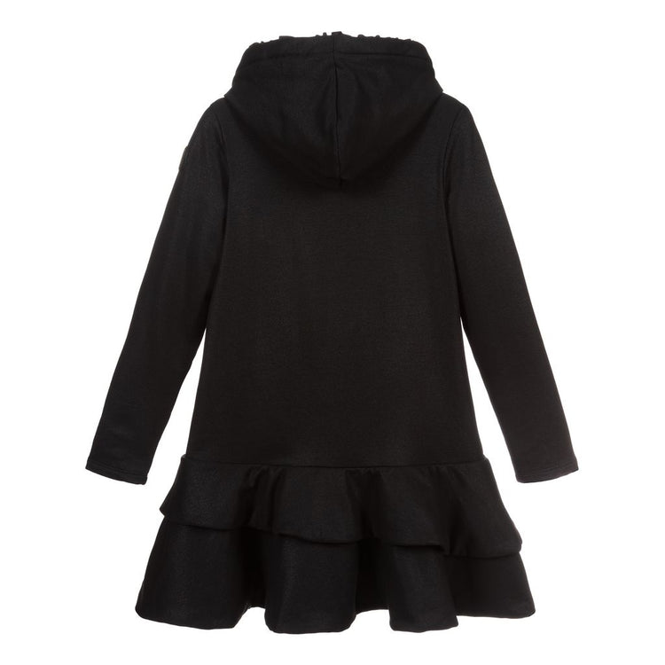 Black Hooded Ruffle Sweater Dress | Kids Atelier