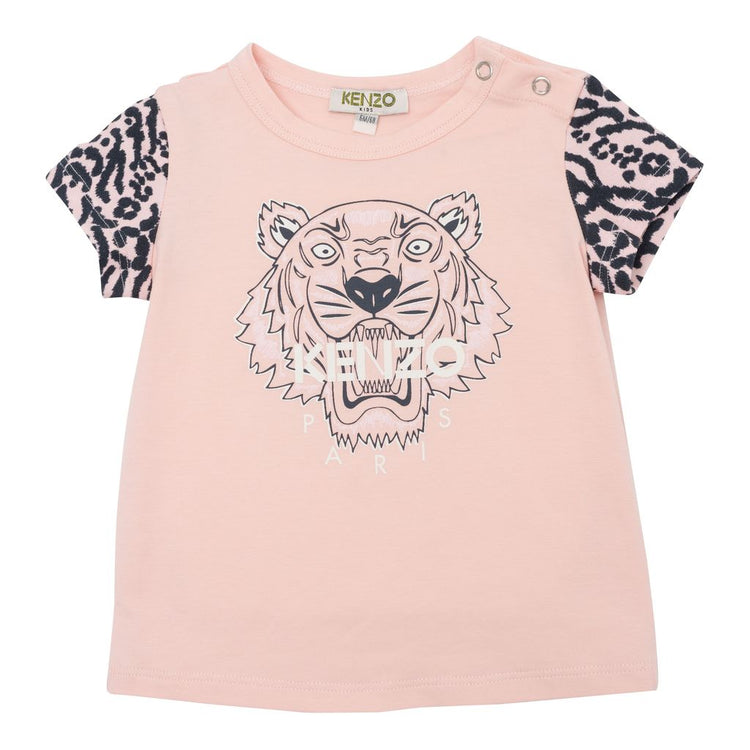 USA håndflade salat Pink Striped Tiger Logo T-Shirt | Kids Atelier