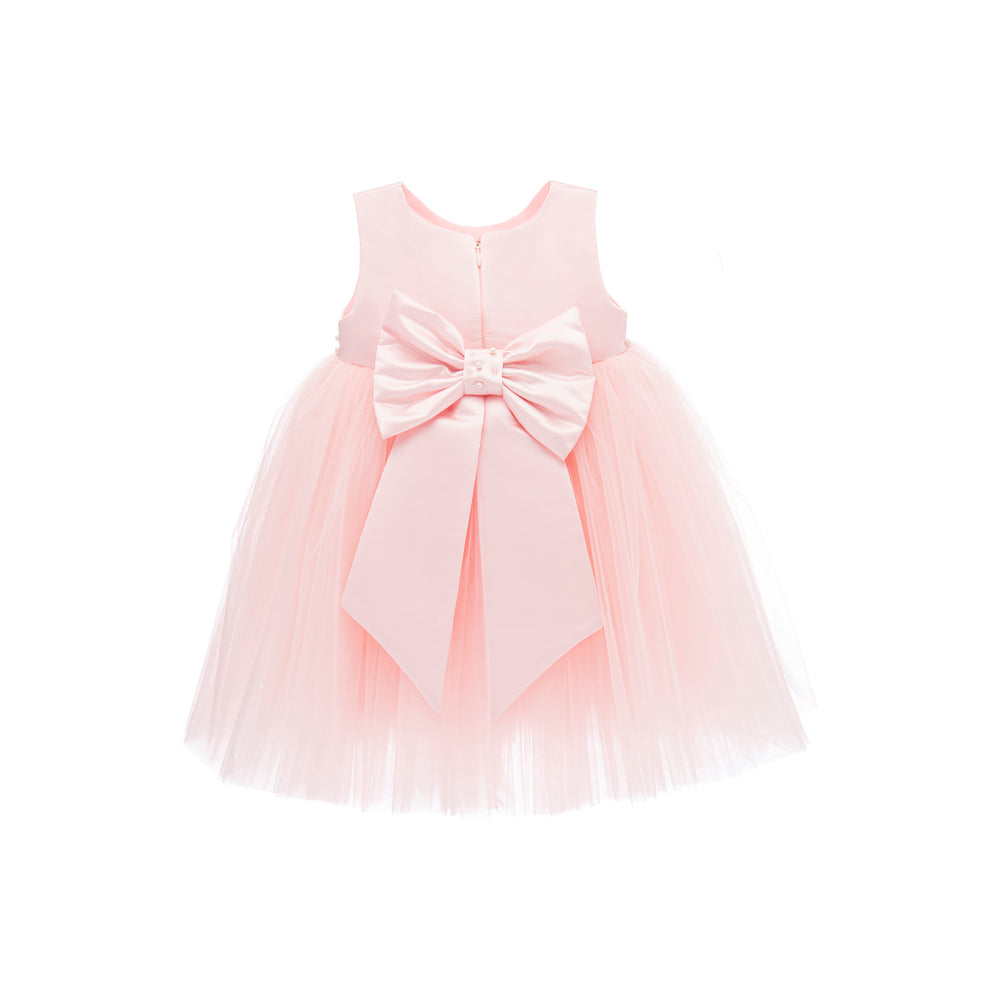 Pink Melinda Pearl Double Bow Dress - kids atelier