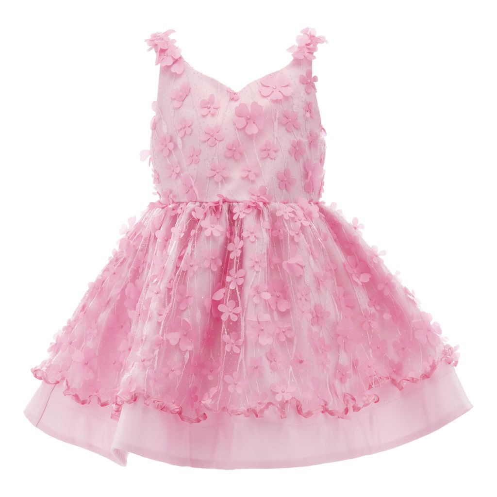 Tulleen Pink Juliana Puff Shoulder Bow Dress 1y / Pink